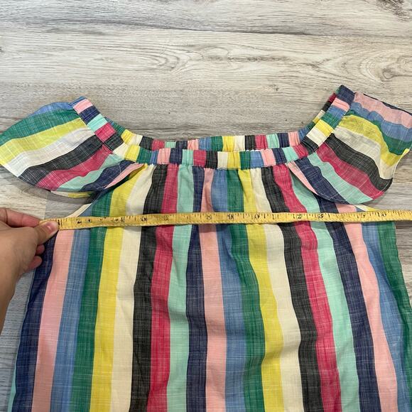 Jcrew Factory Pink Multi Striped off-the-shoulder dress - Picture 7 of 8